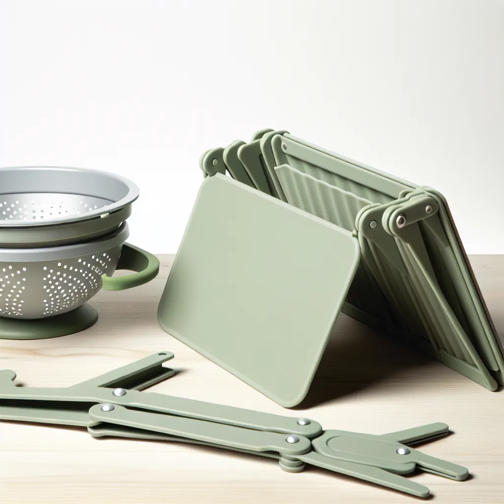 Collection of space-saving foldable kitchen tools